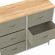 ID MARKET - Commode 6 tiroirs en tissu ALTA 80 cm gris clair et plateau effet bois design industriel - vignette