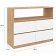 ID MARKET - Commode 4 tiroirs TOMI 100 cm avec niche façon hêtre et blanc - vignette