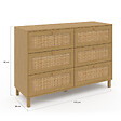ID MARKET - Commode 6 tiroirs HANAE 115 cm effet naturel cannage - vignette