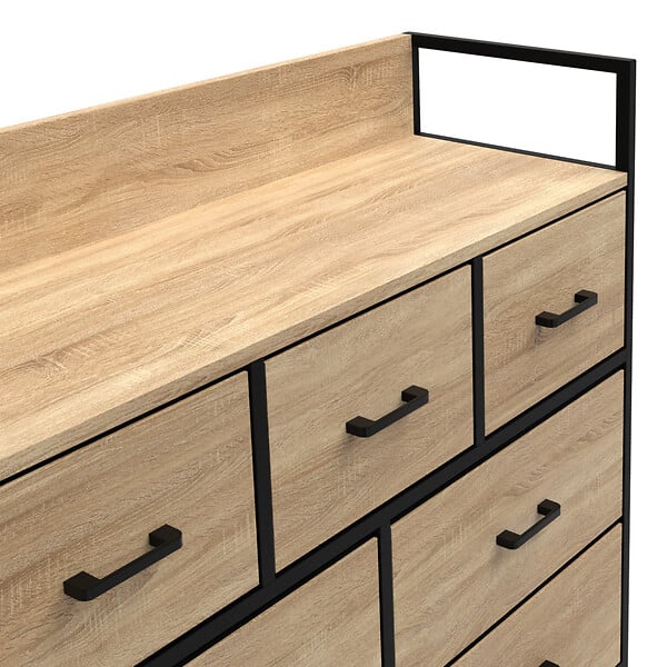 ID MARKET - Commode 7 tiroirs en tissu UTAH 100 cm meuble de rangement design industriel - large