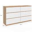 ID MARKET - Commode 6 tiroirs TOMI XXL 140 cm bois façon hêtre et blanc - vignette
