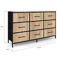 ID MARKET - Commode 9 tiroirs en tissu UTAH 115 CM effet lattes meuble de rangement design industriel - vignette