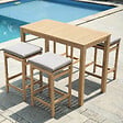HAPPY GARDEN - Mange debout ARUBA en acacia 4 places - coussins sable - vignette