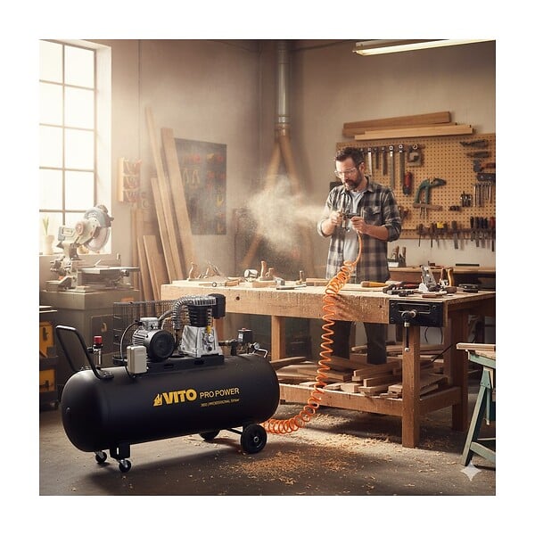 VITO - Compresseur à air Courroie triphasé 300L 10 Bar 4000W 5.5CV 500L/min VITO - large