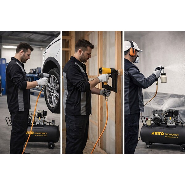 VITO - Compresseur d'air à Courroie triphasé 300L 10 Bar 4000W 5.5CV VITO 500L/min. - large