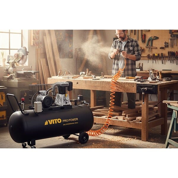 VITO - Compresseur d'air à Courroie triphasé 300L 10 Bar 4000W 5.5CV VITO 500L/min. - large