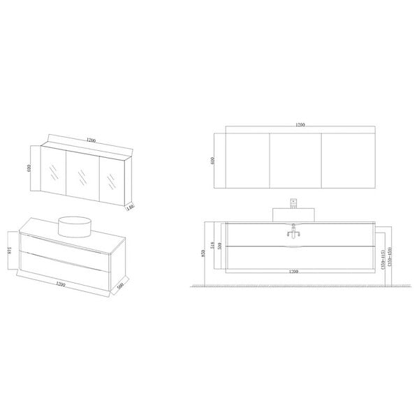 DISTRIBAIN - Meuble de salle de bain Terranova 1200 Noir - large
