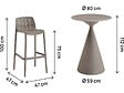 HABITAT ET JARDIN - Table et chaises hautes de bistrot empilables "Vaena" - 2 places - Taupe - vignette