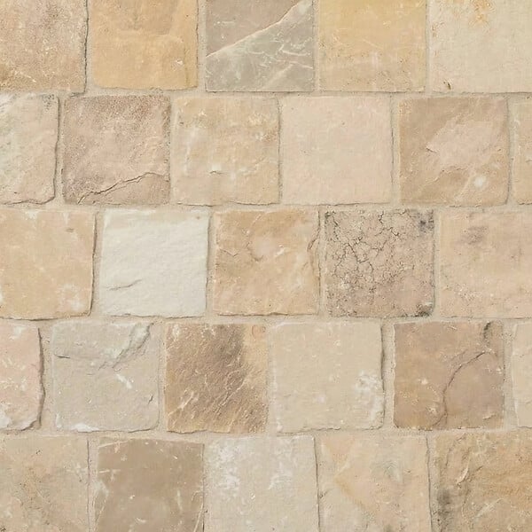 RO'MA NATURE - Pavé Grès Kandla Beige 14x14x5-7 cm (vendu au m² - 42 pavés/m²) - large
