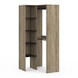 ID MARKET - Dressing d'angle modulable L. 90 / 127 cm MELMAN double penderie + étagères bois et noir - vignette