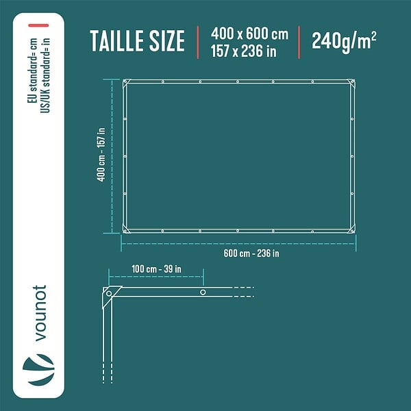 VOUNOT - Bâche de Protection en Polyéthylène resistant et impermeable 240g/m² bleu 4x6m - large
