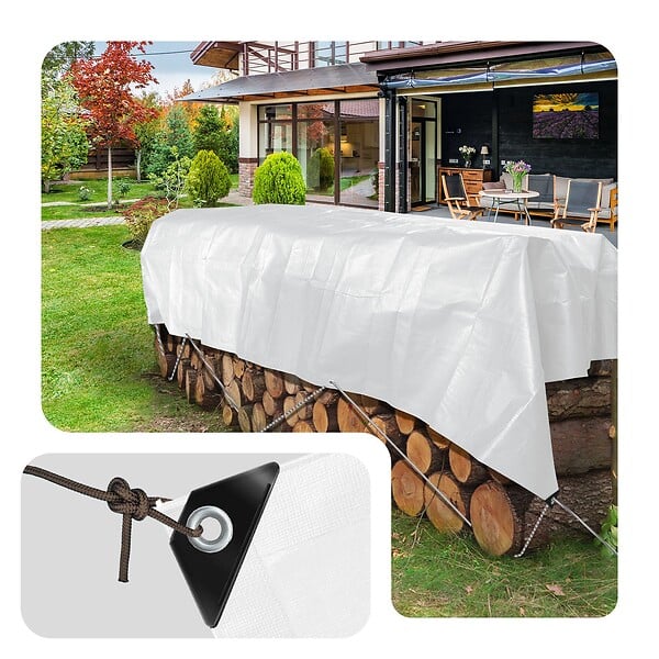 VOUNOT - Bâche de Protection en Polyéthylène resistant et impermeable 180g/m² blanche 3x4m - large