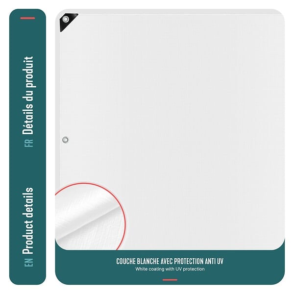 VOUNOT - Bâche de Protection en Polyéthylène resistant et impermeable 180g/m² blanche 3x4m - large