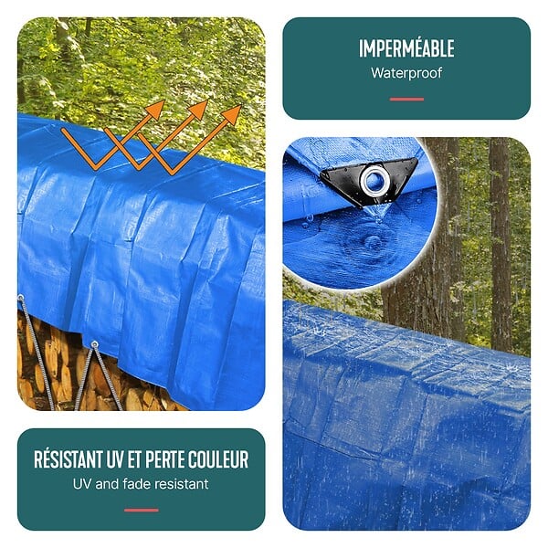VOUNOT - Bâche de Protection en Polyéthylène resistant et impermeable 240g/m² bleu 3x5m - large