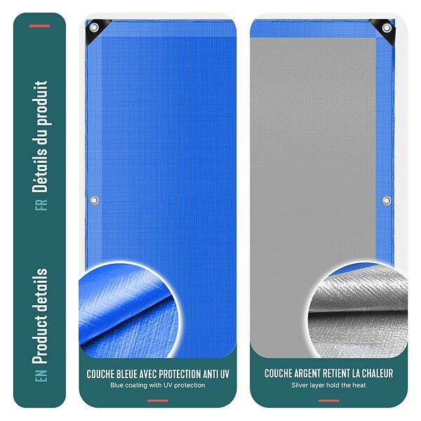 VOUNOT - Bâche de Protection en Polyéthylène resistant et impermeable 240g/m² bleu 3x5m - large