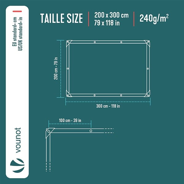 VOUNOT - Bâche de Protection en Polyéthylène resistant et impermeable 240g/m² blanche 2x3m - large