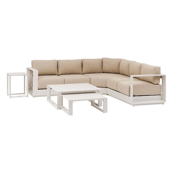 HESPERIDE - Salon d'angle de jardin "Allure" avoine 5 places en aluminium et polyester - large