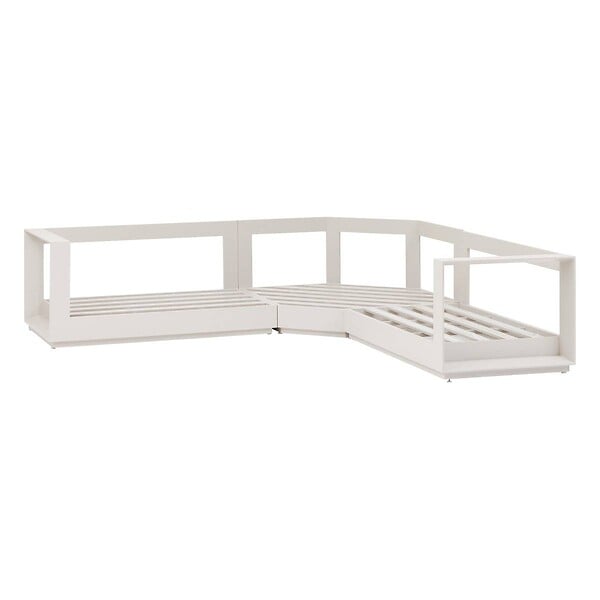 HESPERIDE - Salon d'angle de jardin "Allure" avoine 5 places en aluminium et polyester - large