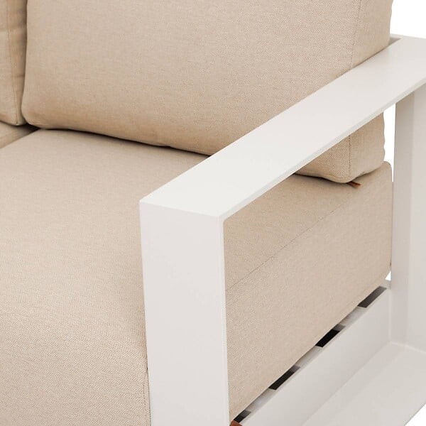 HESPERIDE - Salon d'angle de jardin "Allure" avoine 5 places en aluminium et polyester - large