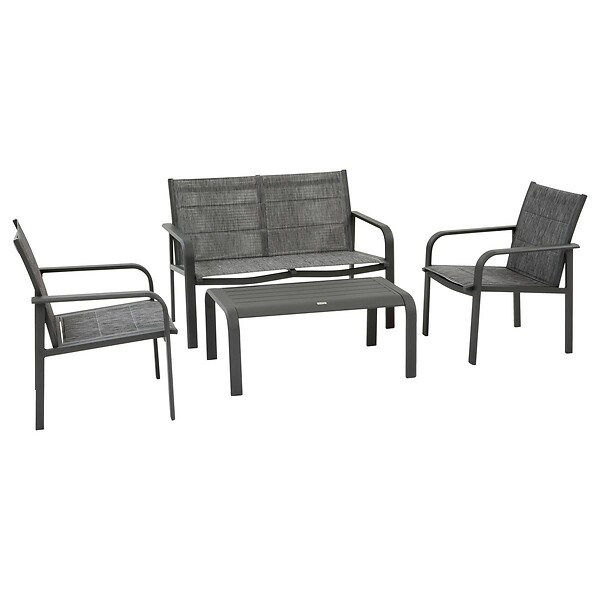HESPERIDE - Salon de jardin Piazza 4 places gris graphite - large
