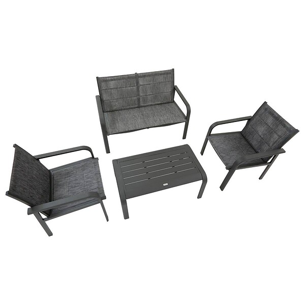 HESPERIDE - Salon de jardin Piazza 4 places gris graphite - large
