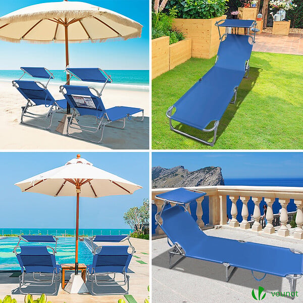 VOUNOT - Transat pare soleil Lot de 2 pcs Bleu - large