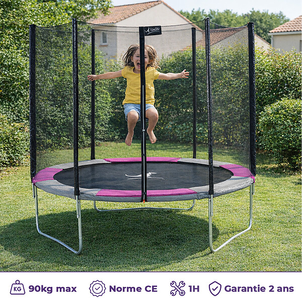 KANGUI - Trampoline rond Ø 300cm avec filet, échelle, bâche et kit ancrage - RALLI 300 - large