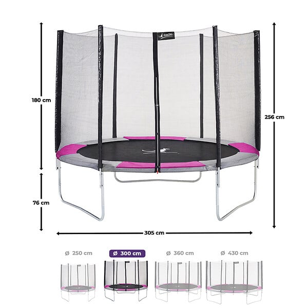 KANGUI - Trampoline rond Ø 300cm avec filet, échelle, bâche et kit ancrage - RALLI 300 - large