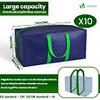 VOUNOT - Lot de 10 sacs de demenagement grand format avec sangles et poignee bleu - vignette