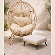 CONCEPT USINE - Ensemble d'extérieur : fauteuil suspendu effet rotin et repose-pieds avec coussin beige JANE - vignette