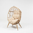 CONCEPT USINE - Ensemble d'extérieur : fauteuil suspendu effet rotin et repose-pieds avec coussin beige JANE - vignette