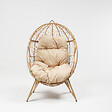 CONCEPT USINE - Ensemble d'extérieur : fauteuil suspendu effet rotin et repose-pieds avec coussin beige JANE - vignette