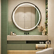 OTITEC - Miroir LED rond - 60 x 60 cm - Double éclairage LED façade et arrière - Noir - CÉLINA - vignette