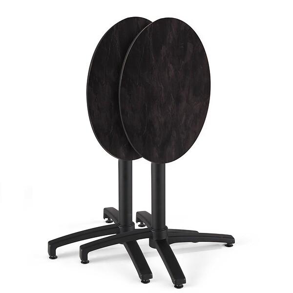 OVIALA - Table bistrot de jardin ronde inclinable 70 cm 4 places ardoise - Opera - large