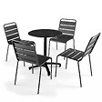 OVIALA - Table bistrot de jardin ronde inclinable 70 cm 4 places ardoise - Opera - vignette