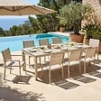 OVIALA - Ensemble table de jardin extensible et 8 assises en aluminium crème - Galilée - vignette