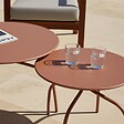 OVIALA - Lot de 2 tables basses gigognes de jardin argile - Venise - vignette