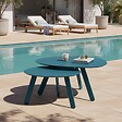 OVIALA - Lot de 2 tables basses gigognes de jardin bleu pacific - Bergame - vignette