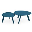 OVIALA - Lot de 2 tables basses gigognes de jardin bleu pacific - Bergame - vignette