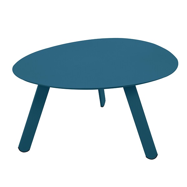 OVIALA - Lot de 2 tables basses gigognes de jardin bleu pacific - Bergame - large