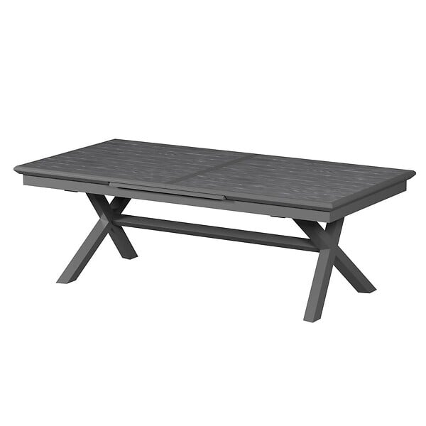 HESPERIDE - Table de jardin extensible "Axiome" ardoise granitée 12 places en aluminium traité époxy - large