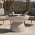 OVIALA - Table basse de jardin ronde diam 60 cm effet béton lisse  - Rhodes - vignette