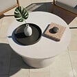 OVIALA - Table basse de jardin ronde diam 60 cm effet béton lisse  - Rhodes - vignette