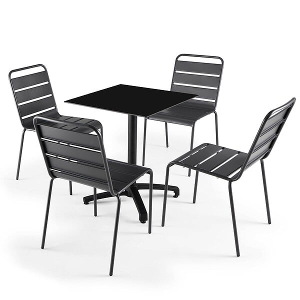 OVIALA - Table de terrasse 70 cm inclinable stratifié noir - Opéra - large