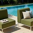 OVIALA - Salon de jardin bas modulable uni 2 places vert kaki - Patio - vignette