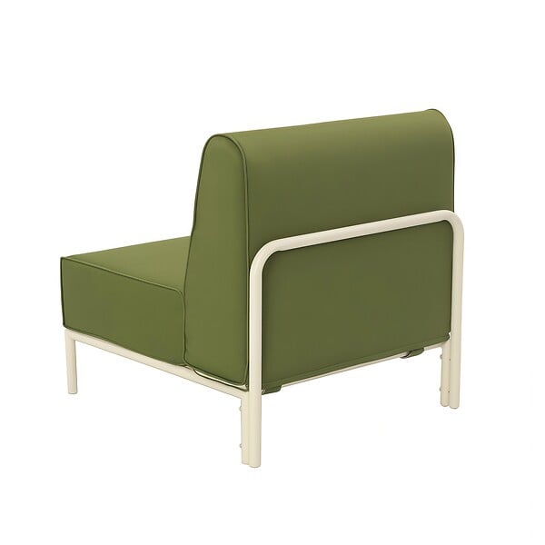 OVIALA - Salon de jardin bas modulable uni 2 places vert kaki - Patio - large
