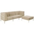 OVIALA - Salon de jardin bas modulable uni 4 places beige - Patio - vignette