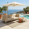 OVIALA - Salon de jardin bas modulable uni 4 places beige - Patio - vignette