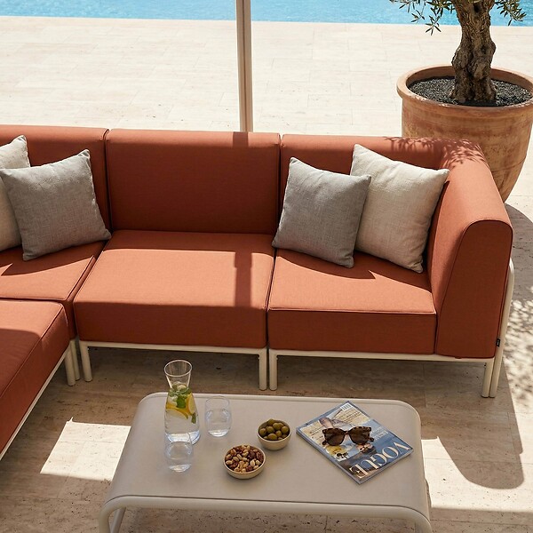 OVIALA - Salon de jardin bas modulable uni 4 places terracotta - Patio - large