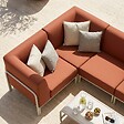 OVIALA - Salon de jardin bas modulable uni 4 places terracotta - Patio - vignette